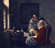 Johannes Vermeer Girl interrupted at her music. oil painting on canvas
